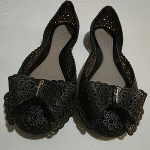 Salvatore Ferragamo Black Lace Flats